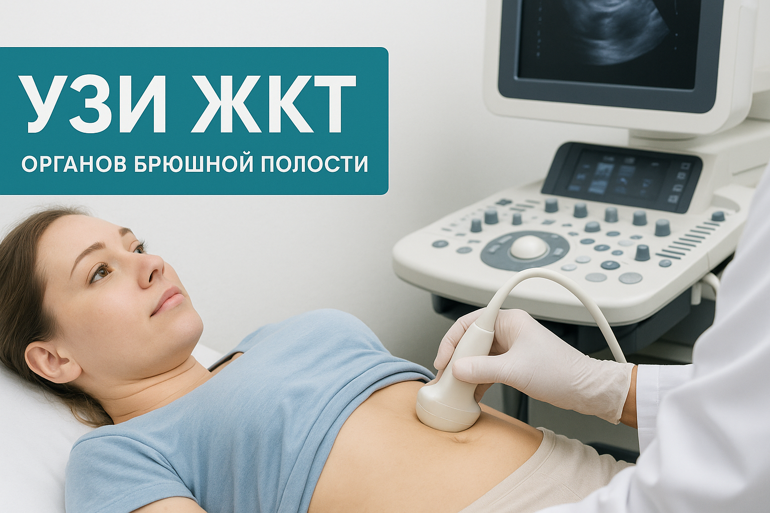 Специалист проводит УЗИ желудочно-кишечного тракта в клинике «Нефертити», Хабаровск

