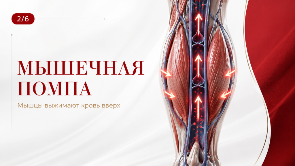Схема работы мышечной помпы голени при венозной недостаточности