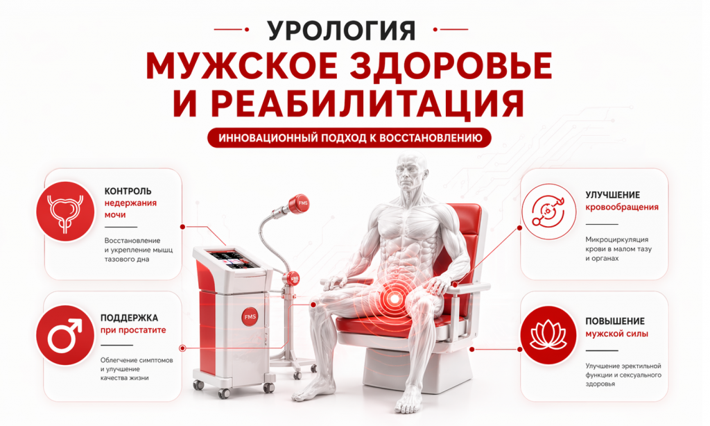 Лечение хронического тазового болевого синдрома у мужчин методом магнитной стимуляции Tesla Chair — клиника Нефertiti Хабаровск