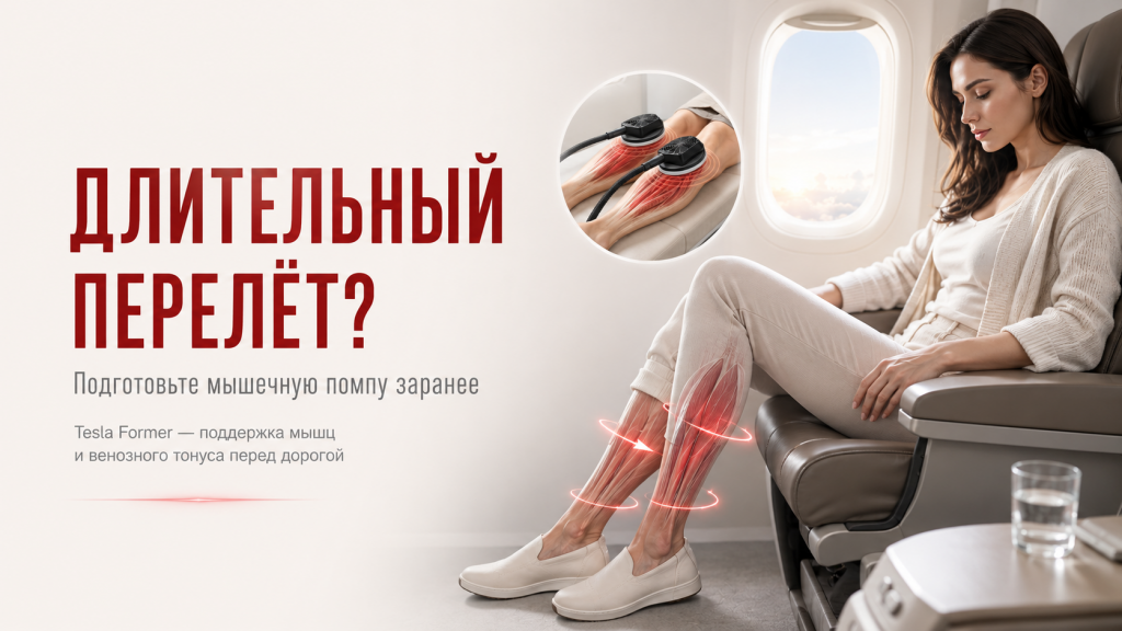 Профилактика тромбоза и венозной недостаточности перед длительными перелётами аппаратом Tesla Former